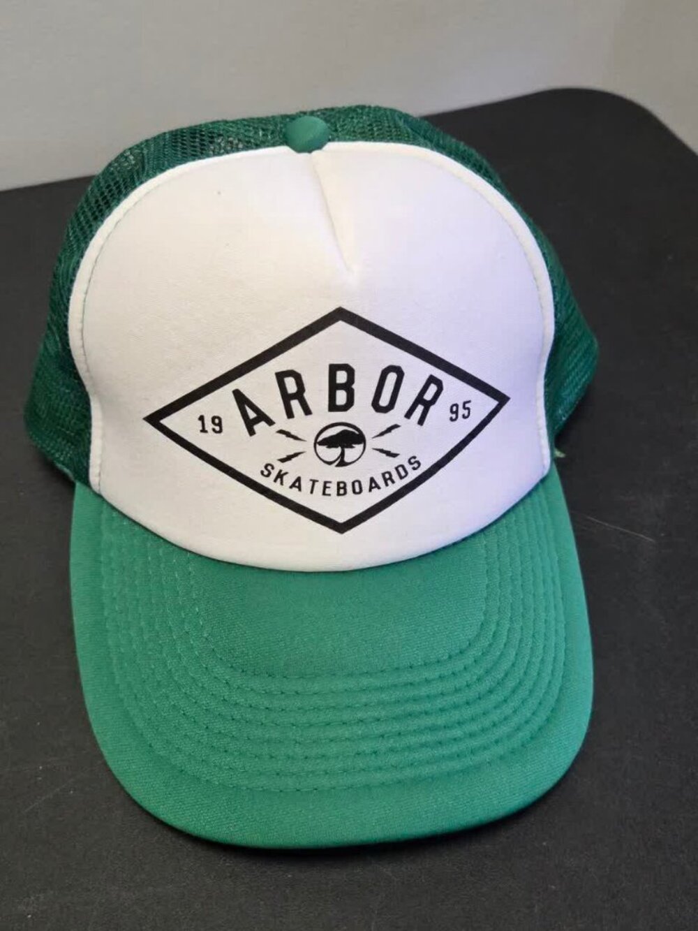 Arbor Skateboards Trucker Hat Green White Foam Mesh Snapback